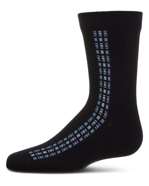 Memoi Black Vertical Dashed Line Crew Socks for men