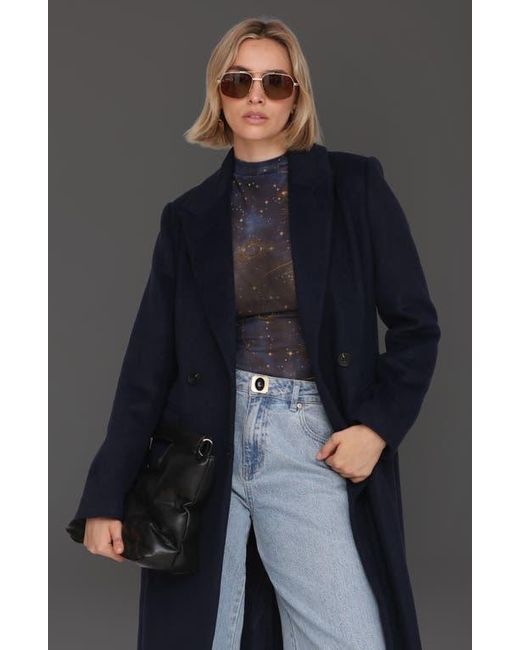 Avec Les Filles Blue Relaxed Double Breasted Coat