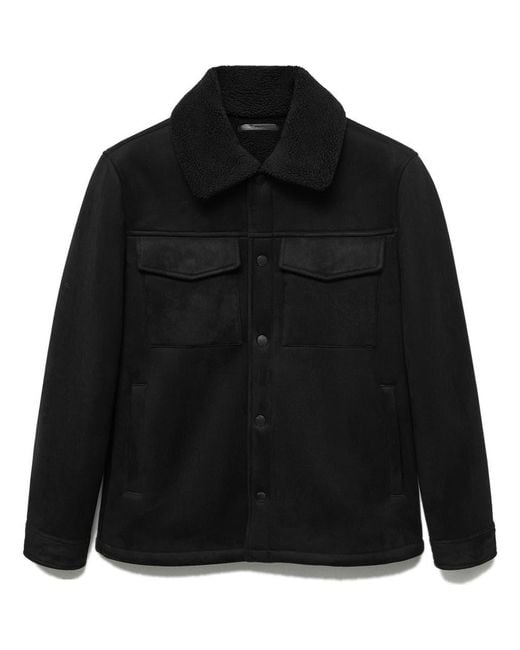Mango Black Faux Shearling Jacket for men