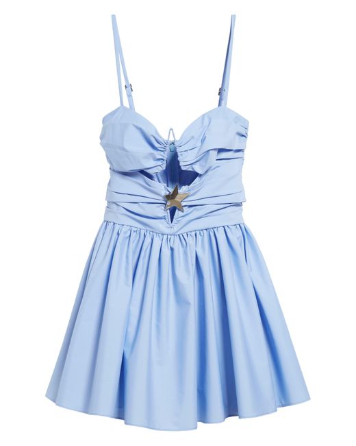 Area Blue Star Cutout Cotton Blend Poplin Minidress
