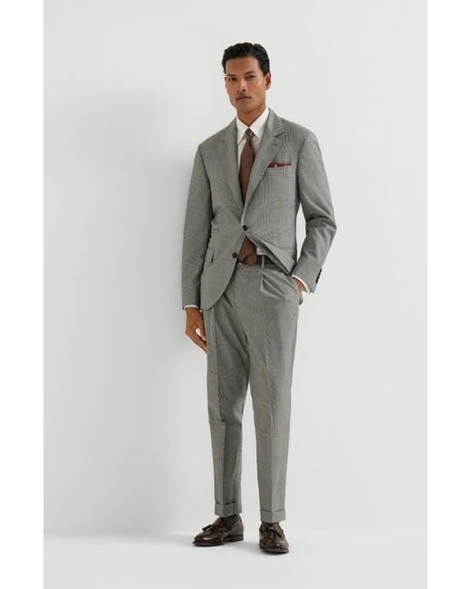 Brunello Cucinelli Gray Prince Of Wales Blazer for men