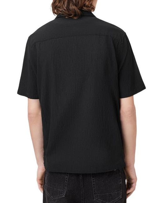 AllSaints Black Haven Short Sleeve Camp Shirt for men