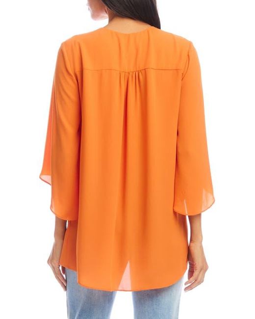Karen Kane Orange Asymmetric Hem Crepe Top
