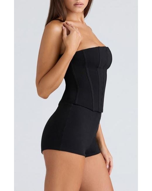 House Of Cb Black The Strapless Ponte Corset