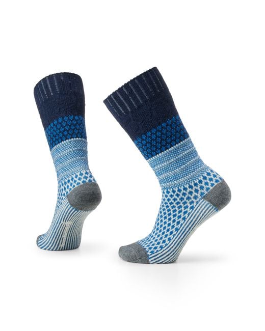 Smartwool Blue Everyday Popcorn Cable Crew Socks