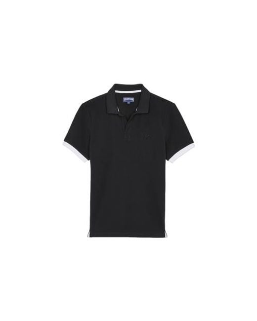Vilebrequin Black Solid Cotton Polo for men