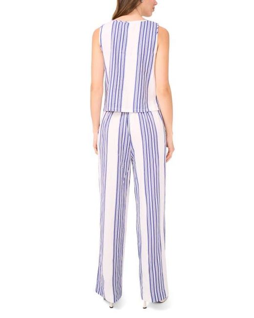 Halogen® Purple Stripe Linen Blend Wide Leg Pants