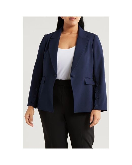 Tahari Blue One-Button Blazer
