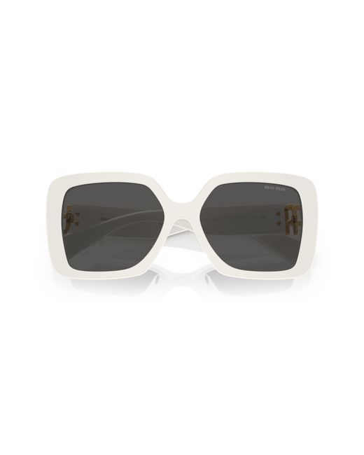 Miu Miu White 56mm Square Sunglasses
