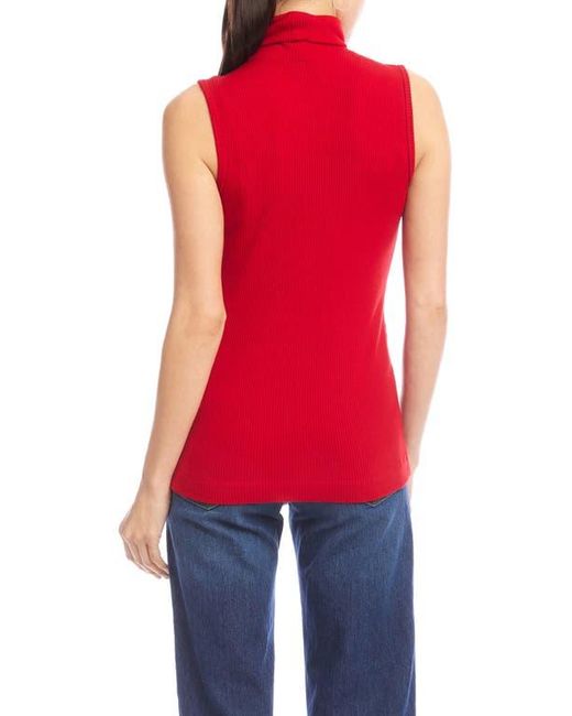Karen Kane Red Turtleneck Rib Sleeveless Top