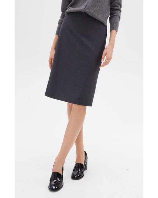 Theory Black Trace Slim Fit Stretch Wool Skirt