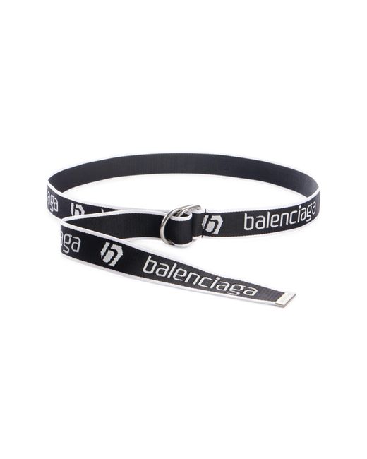 Balenciaga Black D-ring Webbed Belt for men