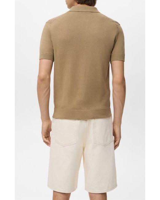 Mango Natural Openwork Zip Polo for men