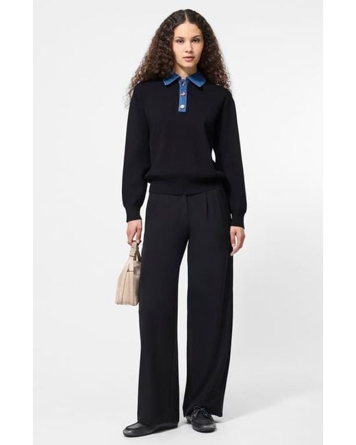 French Connection Black Denim Collar Sweater