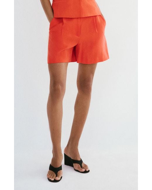 Mango Red Pleated Shorts