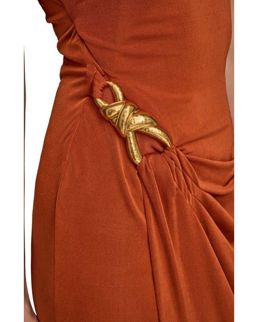 Donna Karan Red One-Shoulder Stretch Jersey Gown