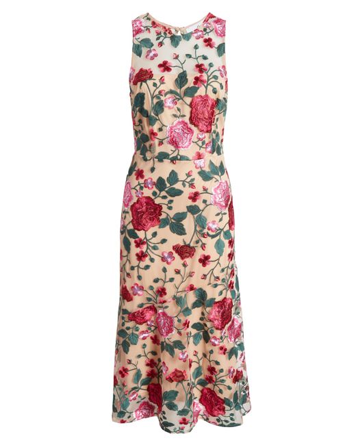 Sam Edelman Red Floral Embroidery A-line Dress