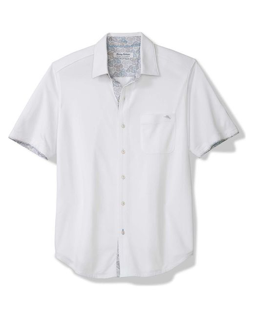 Tommy Bahama White San Lucio Tri Leaf Geo Happy Hour Islandzone Button-Up Shirt for men