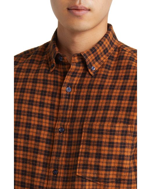 Nordstrom Brown Marcus Trim Fit Check Flannel Button-down Shirt for men
