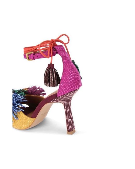 Kurt Geiger Red Pompom Ankle Strap Sandal