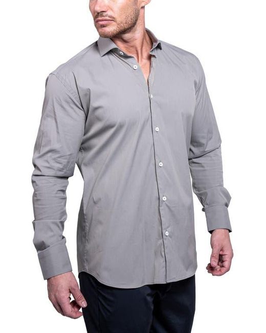 Maceoo Gray Einstein Aristocratluxestretch Button-Up Shirt for men