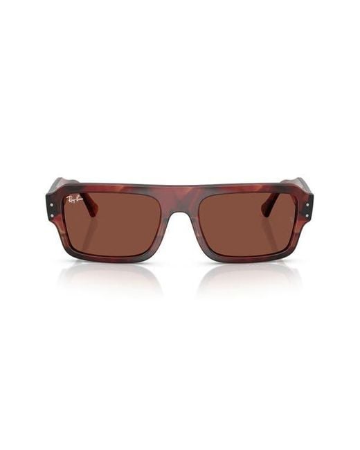 Ray-Ban Brown 56Mm Rectangular Sunglasses for men