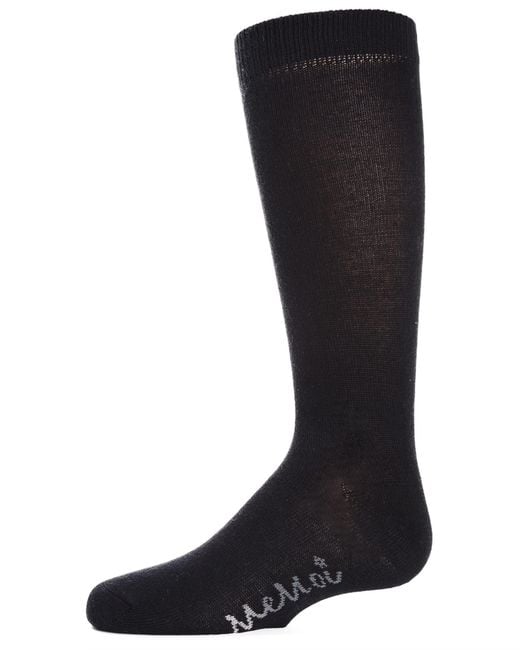 Memoi Black Ribbed Classic Solid-Color Knee High Sock
