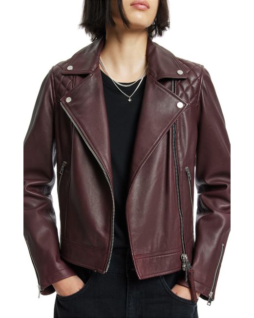 AllSaints Brown Caden Leather Biker Jacket