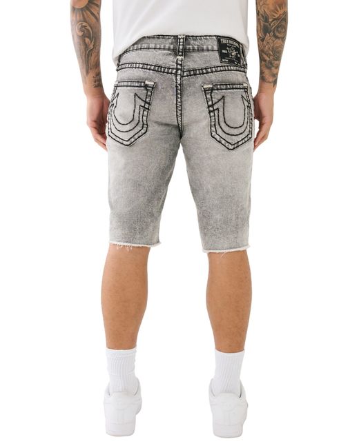 True Religion Gray Ricky Frayed Super T Straight Leg Denim Shorts for men