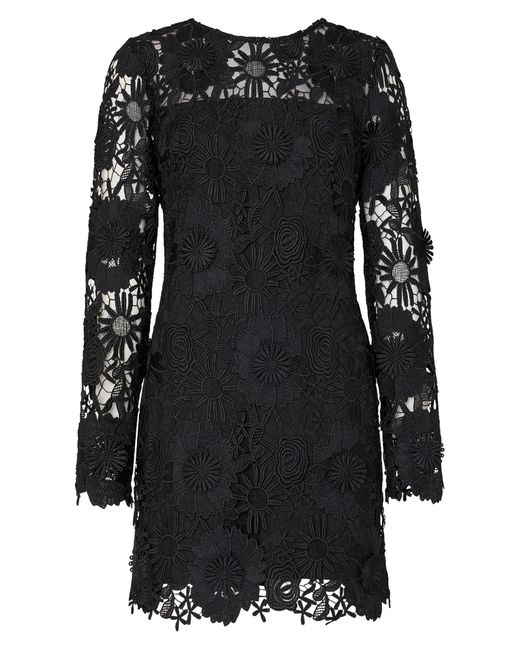 MILLY Nessa Long Sleeve 3d Lace Sheath Dress in Black | Lyst