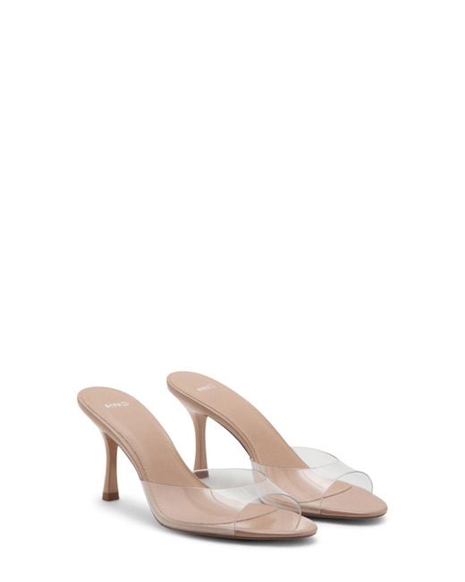 Mango White Transparent Strap Slide Sandal