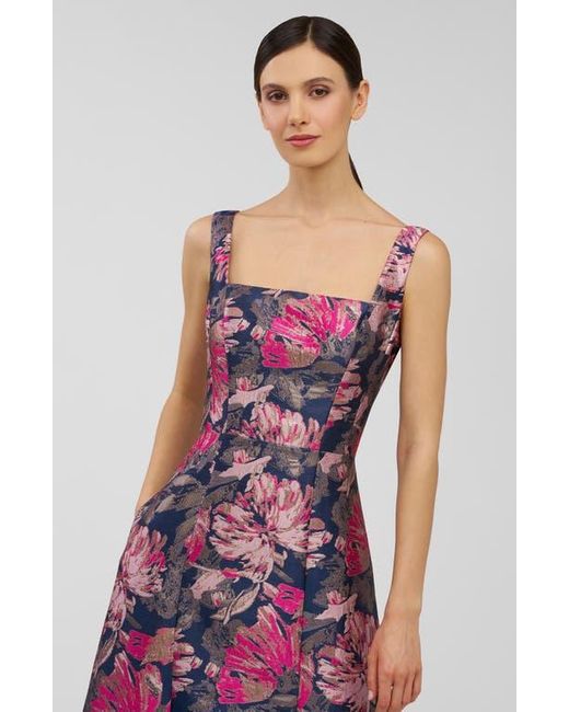 Kay Unger Multicolor Paige Metallic Floral Jacquard Cocktail Dress