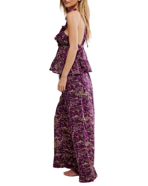 Free People Red Tangled Lights Ruffle Pajamas