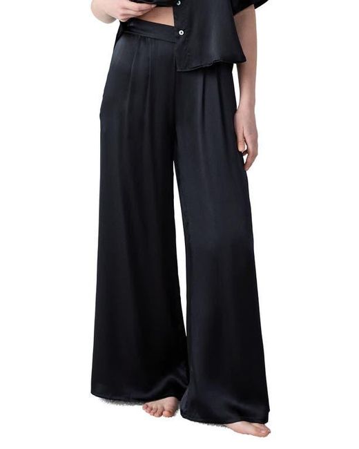 Etam Blue Pearly Silk Wide Leg Pajama Pants