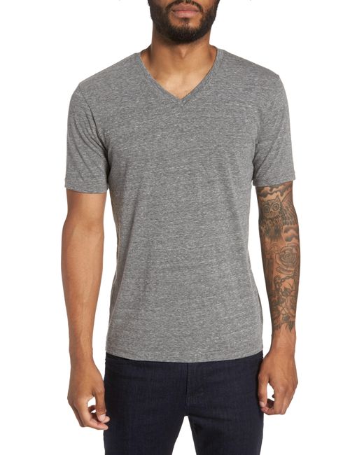 Goodlife Gray Classic Supima Cotton Blend V-neck T-shirt for men