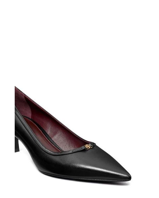 Tory Burch Black Double T Buckle Kitten Heel Pump