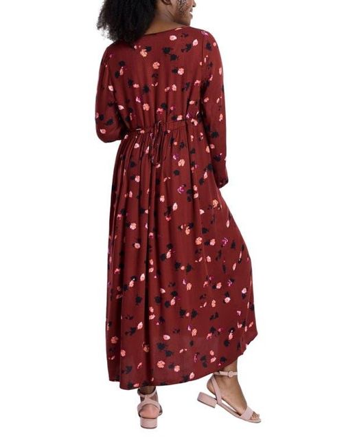 Motherhood Maternity Red Long Sleeve Button Front Maternity Midi Dress