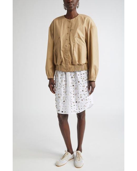 Dries Van Noten Natural Contrast Trim Cotton Blouson Jacket