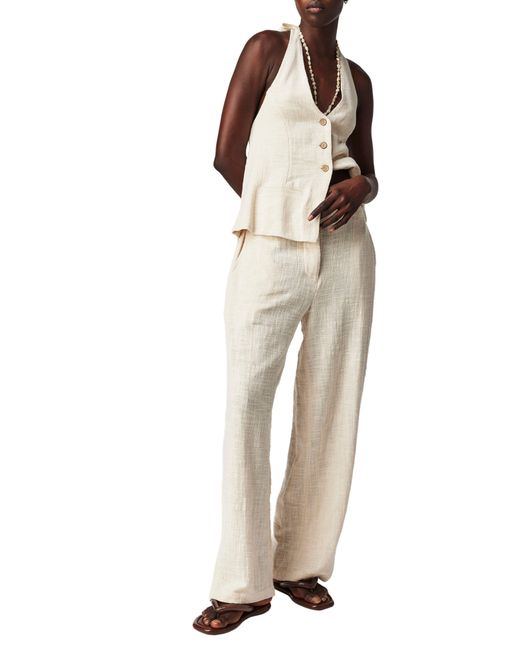 Free People Natural Take Me To Paris Halter Neck Cotton Vest & Pants Set