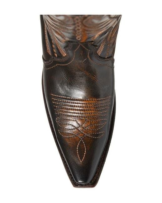 Circle Brown Contrast Embroidery Tall Western Boot