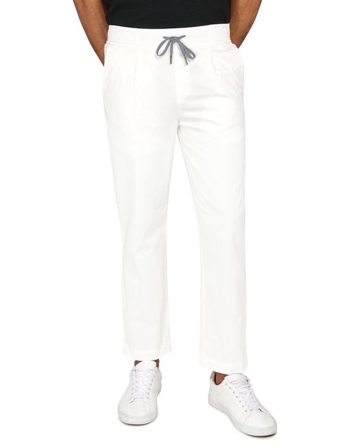 Brooklyn Brigade White Solid Drawstring Pants for men