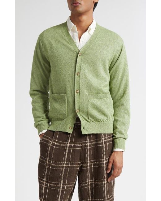 Beams Plus Green Bouclé Cardigan for men