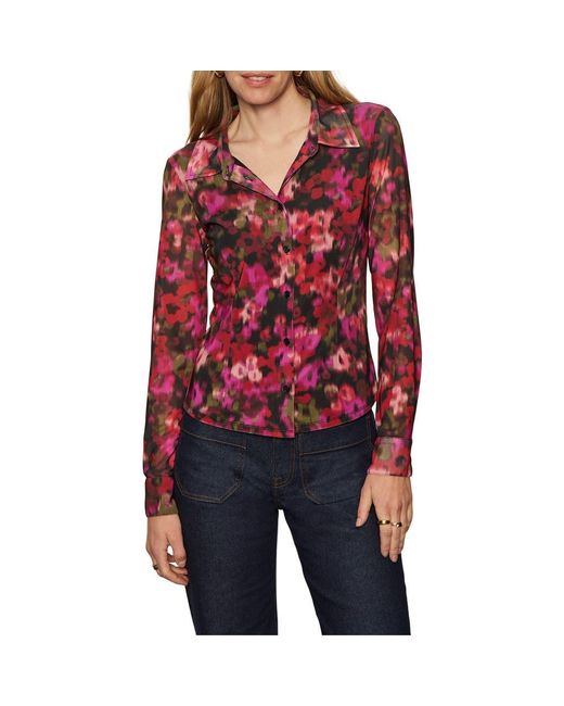 Sanctuary Red Mesh Button-Down Shirt