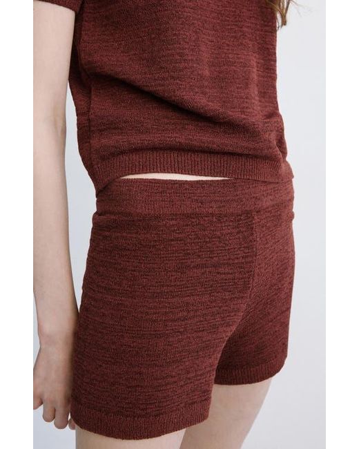 Mango Red Fitted Knit Shorts