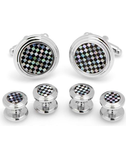 Cufflinks Inc. Black Onyx & Mother-Of-Pearl Shirt Studs & Cuff Links for men