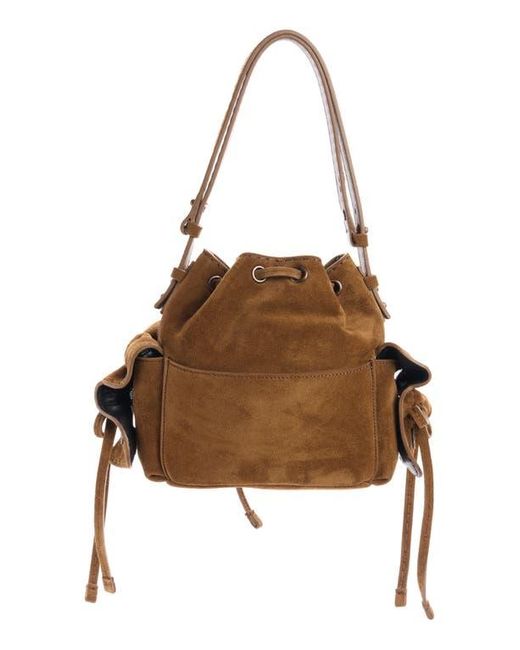 Acne Brown Mini Multipocket Suede Bucket Bag