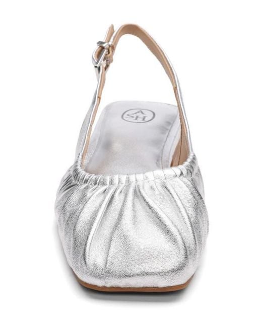 Ash White Bibi Ruched Square Toe Slingback Flat