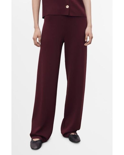 Mango Red Straight Leg Knit Pants