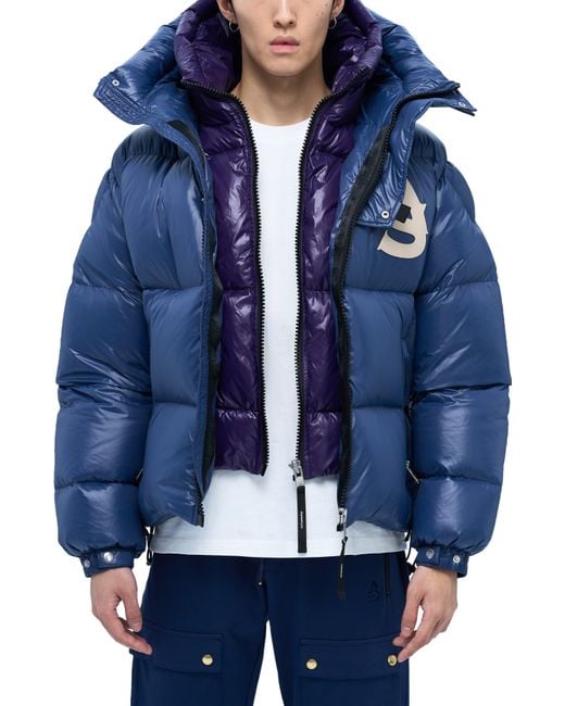 Alpha Style Blue Kudu Hooded Puffer Down Jacket for men