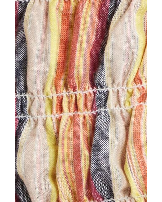 TOPSHOP White Stripe Shirred Cotton Camisole